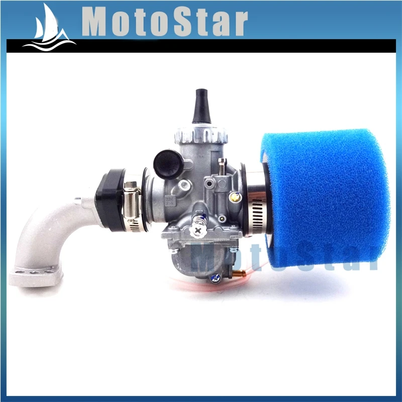 Mikuni VM24 карбюратор 28 мм Carb+ 42 мм воздушный фильтр+ впускная труба Mainfold+ фланец+ прокладка для 140cc 150cc 160cc питбайк - Цвет: Blue