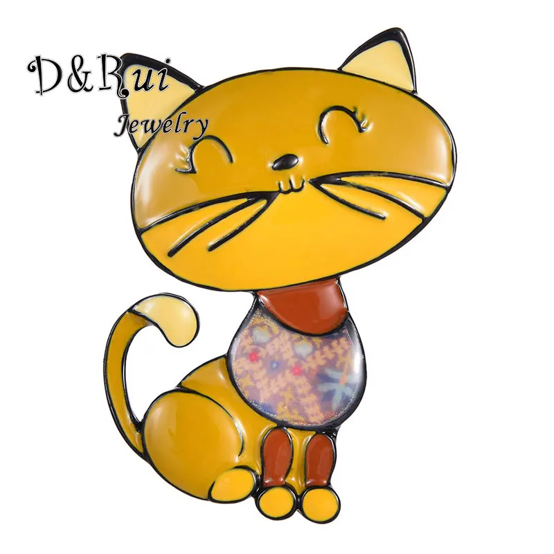 D& Rui ювелирные изделия желтый Namel Cat дизайнерские Броши для женщин брендовые аксессуары Детская Брошь на хиджаб девушки платье пальто шпильки