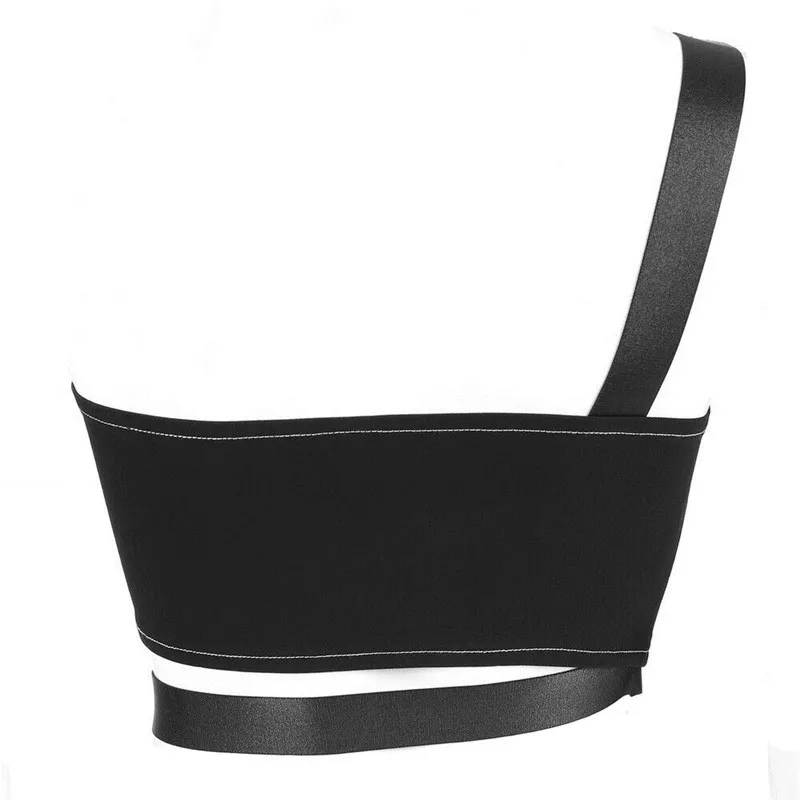Women Ladies Sexy One Shoulder Metal Buckles Vest Tank tops Hot Summer Sleeveless Club Street stylish Crop Top female clothes