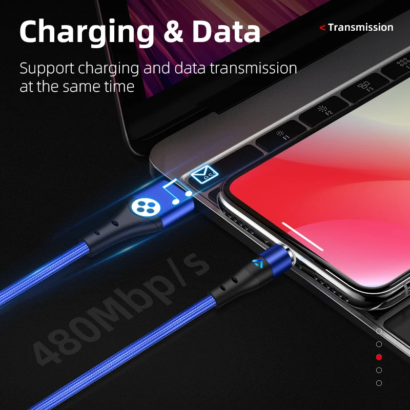 Новый 3а Быстрый зарядный USB кабель для samsung Iphone Xiaomi Micro C Тип Сильный магнитный