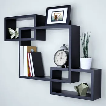

Premium MDF Hanging Black Wall Mounted Shelves Plant Flower Pot Rack Indoor Outdoor Decoration Simple Design Book Shelves