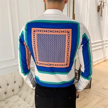 Классический Стиль Лоскутная рубашка для мужчин хлопок ткань с длинным рукавом Slim Fit повседневные мужские рубашки