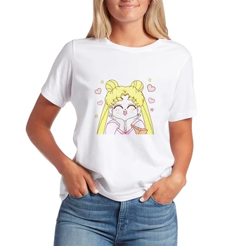

New T shirt Women Funny Graphic Plus Size Aesthetic T-shirts ropa mujer Tee shirt Harajuku Sailor Moon Spring Summer Tshirt