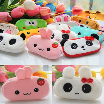 Plush animal pen case cartoon Kawaii pencil case gifts for children School Pencil cases cute stationery box Storage bag pen bag