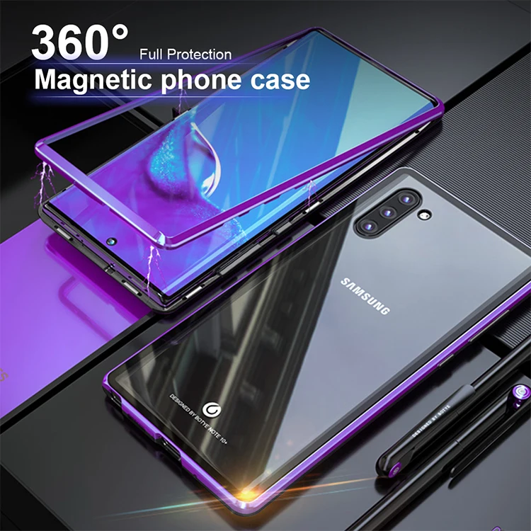 Металлический магнитный чехол для samsung Galaxy Note 10, чехол для телефона, армированный магнит с задней стеклянной защитой, чехол для Galaxy Note 10