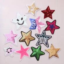 5 шт. расшитые блестками цветные нашивки со звездами, нашивки для одежды DIY, полосатая одежда, лоскутные наклейки, значки на заказ