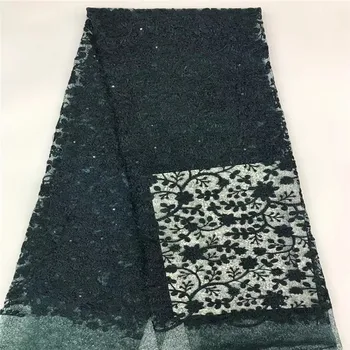 

atest Nigeria Mesh Fabric with Sequins Green Lace Fabric 2019 Newest French Tulle Lace Fabric For Evening Party Dress