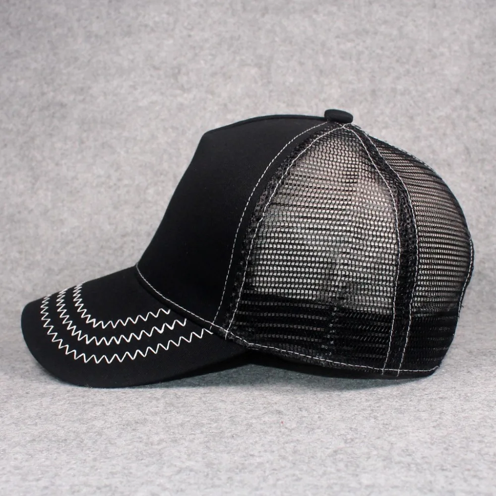Контрастная стежка хлопковая черная бейсбольная Регулируемая бейсбольная кепка с рельефной пряжкой унисекс для мужчин и женщин