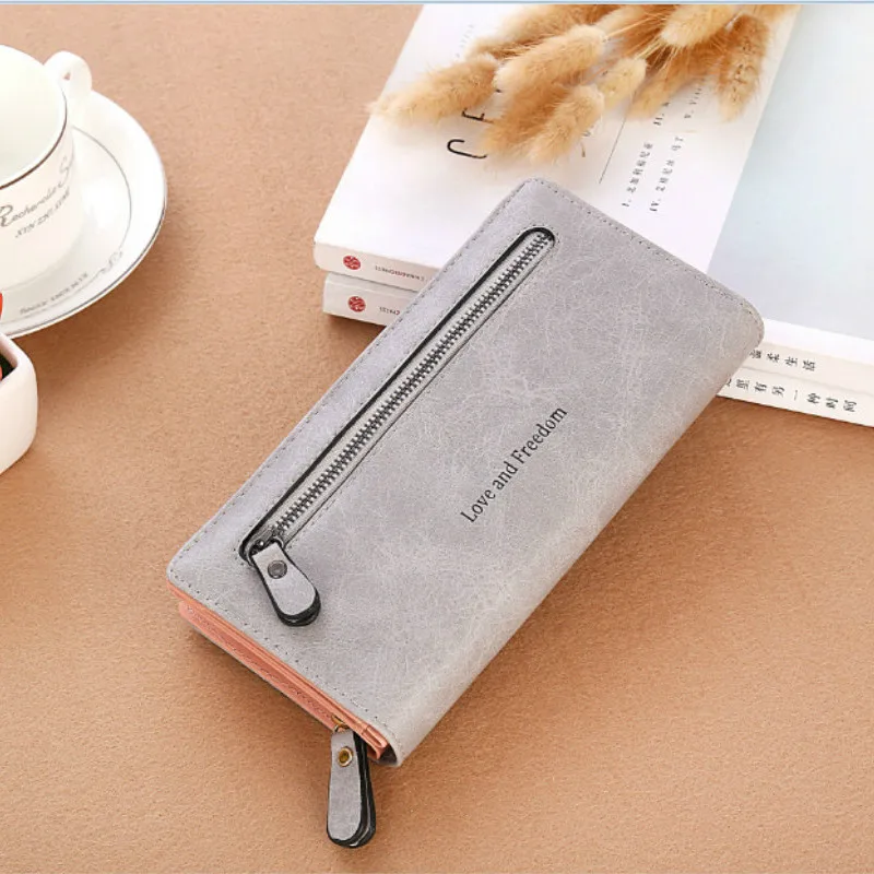 

2019 New Women Leather Wallets Female Long Design Solid Purses Woman Phone Cion Card Holders Ladies Big Capacity Clutch Carteras