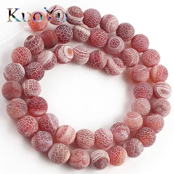 

Natural Stone Matte Red Cracked Dream Fire Agates Dull Polish Spider web Onyx Beads For Jewelry Making DIY Bracelet 15" 6/8/10mm