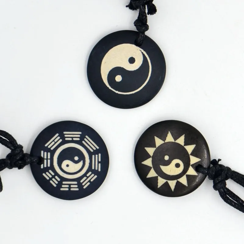 Подвеска из костяной смолы Tai Chi Yin & Yang ожерелье амулет счастливый подарок