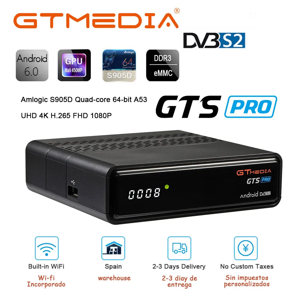 GTMEDIA GTS / PRO Android 6 0 Smart ТВ коробка S905D 2G 8G Декодер каналов кабельного телевидения 4K 3D