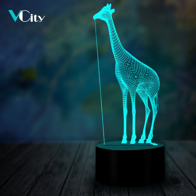 VCity Жираф 3D лампа USB LED Ночник светильник креативные животные Lamparas подарок на день