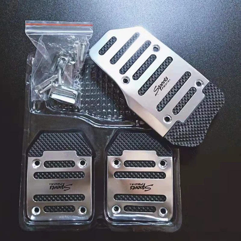 silver 3pcs MT Универсальная алюминиевая Автомобильная педаль, педаль тормоза, педаль сцепления для Volkswagen vw POLO Tiguan Passat Golf EOS - Название цвета: silver 3pcs MT