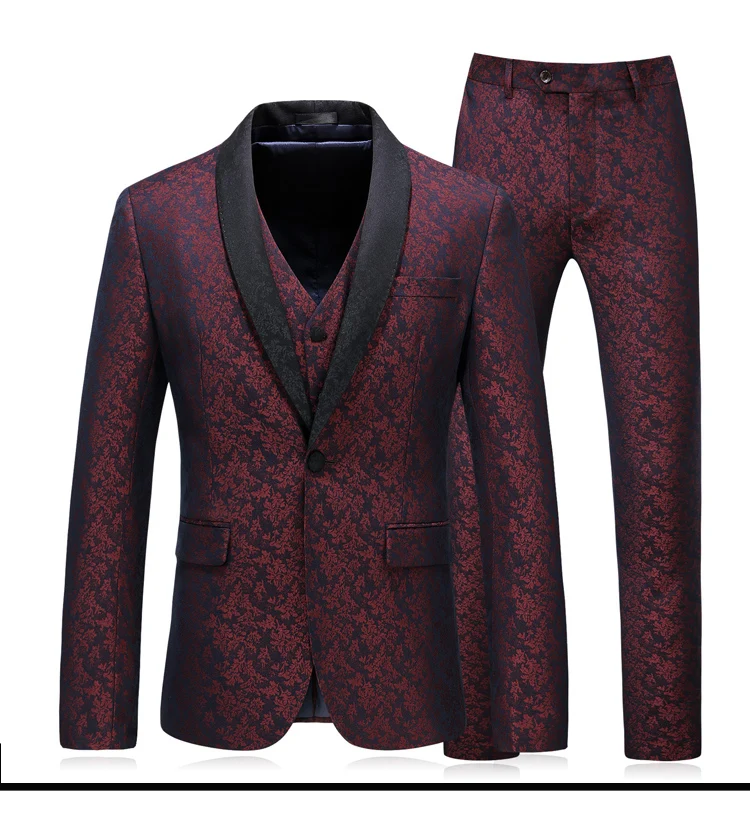 Винно-красный, Бургунди мужской костюм Slim Fit Street Smart бизнес Выпускной Блейзер сделанный на заказ свадебные костюмы мужские костюмы Homme Mariage - Цвет: Jacket vest pants