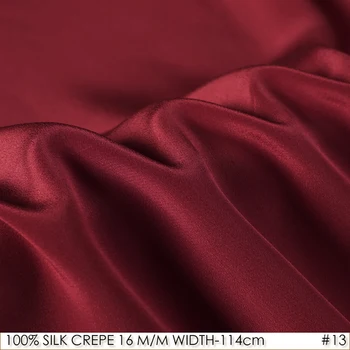 

SILK CREPE DE CHINE 114cm width 16momme/100% Pure Mulberry Silk Matt Color Women Evening Dress Fabric Wine Red NO 13