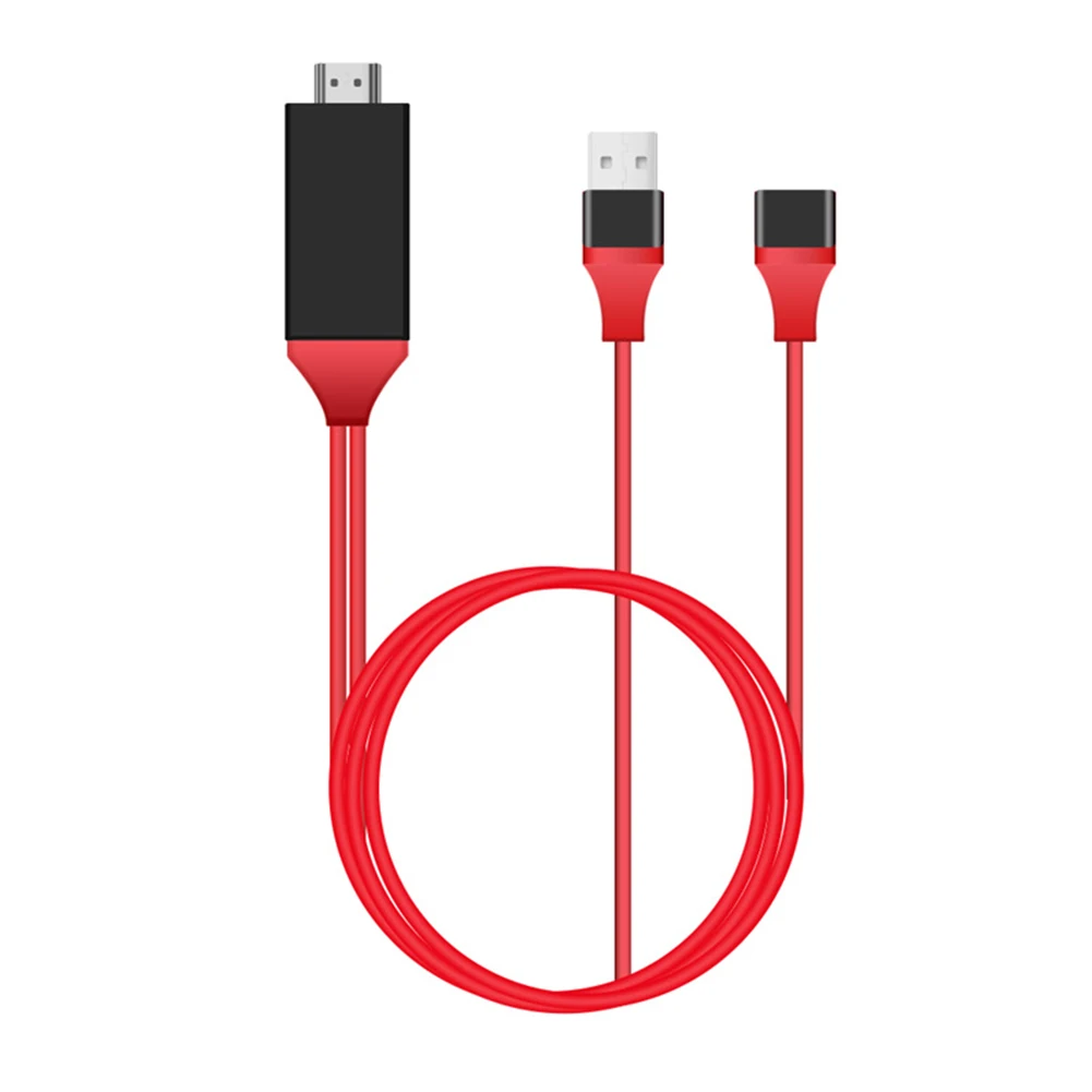 Подключи и играй провод Смарт 1080P аксессуары линия высокоскоростной телефон к ТВ AV адаптер планшеты HD HDMI кабель для IPhone 6 7 8 X - Цвет: Красный