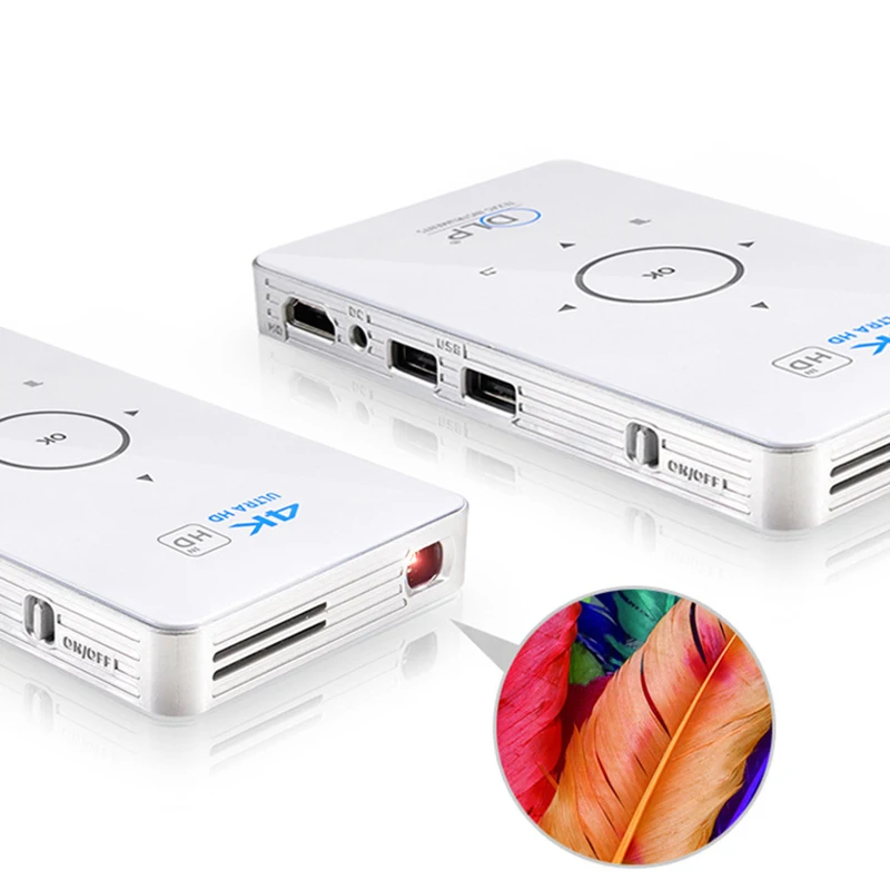 Карманный проектор 4K Dlp Mini C6 проектор 50 люмен Android 6,0 четырехъядерный двухдиапазонный Wifi Bluetooth Pico проектор US Plug