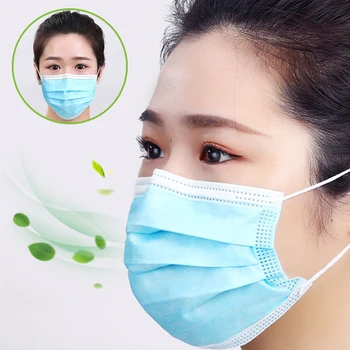

50pcs Fast delivery 3-layer mask Face Mouth Masks Non Woven Disposable Anti-Dust Meltblown cloth Mask Earloops Masks
