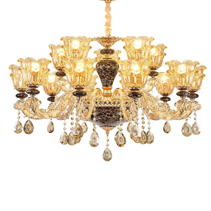 European Living Room Chandeliers Atmosphere Home Ceramic Hanging Lamps Hall Restaurant Simple Lights Hotel Crystal Chandeliers