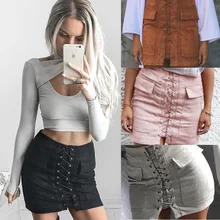 Модная юбка средней длины с карманами и замшевыми ремешками, короткая новая пассажирская сумка, Женская юбка средней длины