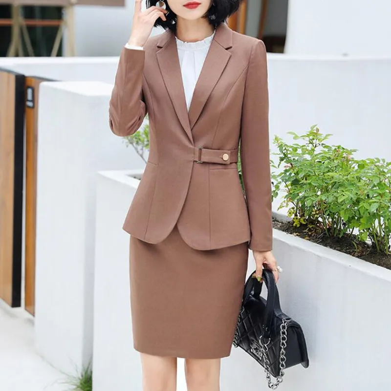 

Business Skirt Suits Two Piece Set Formal Women Business Work Elegant Style Jacket Blazer Mini Skirt Female Office Ladies Wear