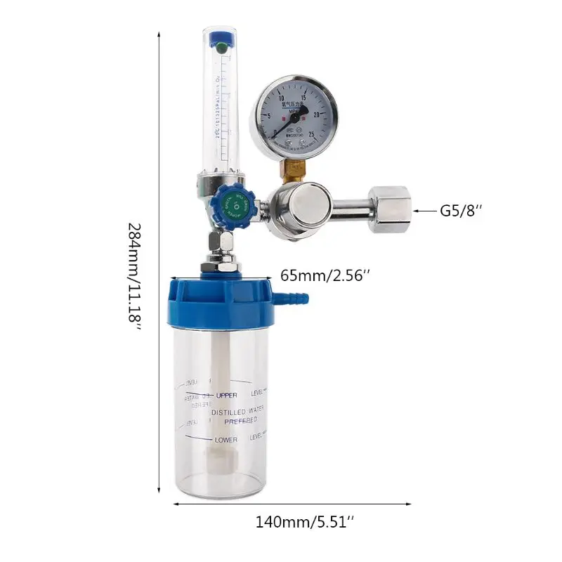 Pressure Regulator gas pressure regulator O2 Medical Oxygen inhaler Pressure Reducing Valve Oxygen Meter G5/8" 0-10L/min