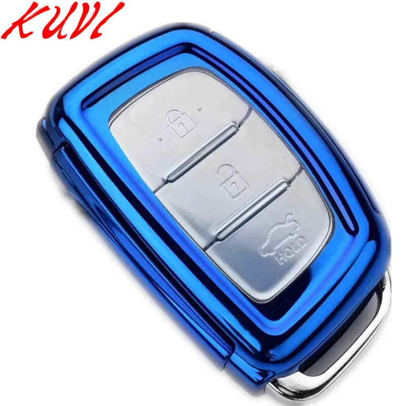 Ceyes ТПУ чехол для ключей защитный чехол для hyundai i10 i20 i30 Elantra Accent IX25 IX35 IX45 дистанционный держатель оболочки авто аксессуары - Название цвета: Синий