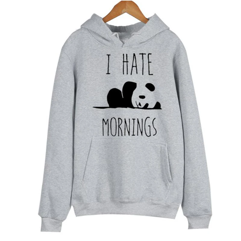 I Hate Mornings толстовки женская уличная одежда Kawaii с принтом панды осенний пуловер для девочек трендовая стильная одежда с длинными рукавами Прямая поставка