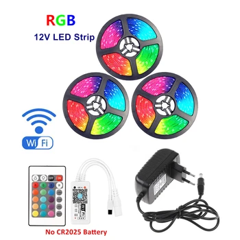 

5050 RGB LED Strip Light Kit WIFI 24key remote controller LED flexiable Rope Light 5M 15M 30leds/m Alexa Smart Phone Google Home