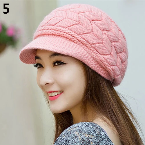 Béret d'hiver en tricot pour femme, chapeau de ski décontracté, version coréenne, béret à visière, plus optique velours, protège-oreilles en tricot, document solide, chaud