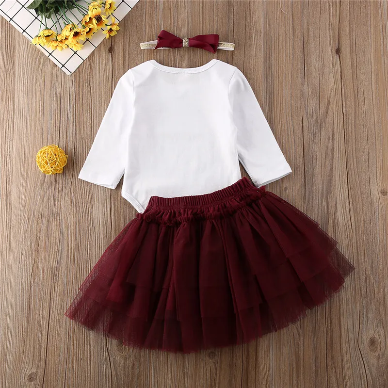 My First Christmas Clothes Set for Kids Baby Girls Infant Party Costume Cotton Bodysuit Mesh Tutu Skirt Headband 3 Piece 0-18M baby clothes penguin set