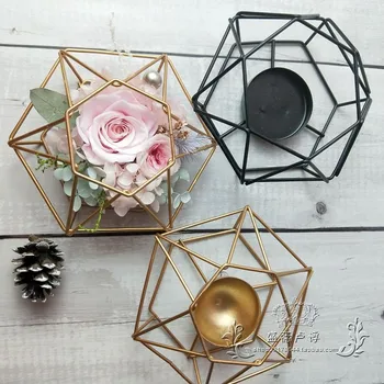 

Nordic Style Geometric Candle Holder Gold Metal Tea Candle Holder Geometry Kaarsenstandaard Candle Holder Modern DD50ZT