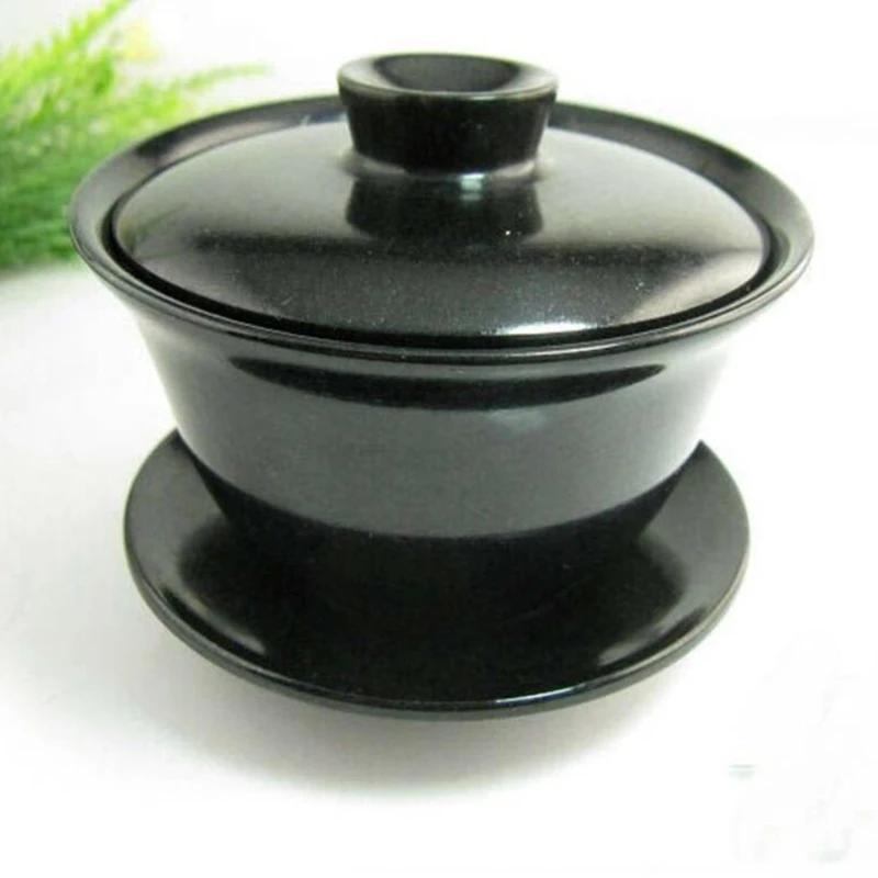 

Natural Black -green Jade Large Three piece Tea Cup Jewelry Fine Jade Stone Capacity 150mlTea Cup Tea set Jewelry