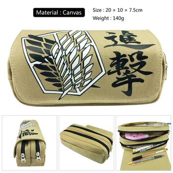 

Anime Attack on Titan Cosplay Pen Bag Students Pencil Case Zipper Canvas Cosmetic Makeup Bags