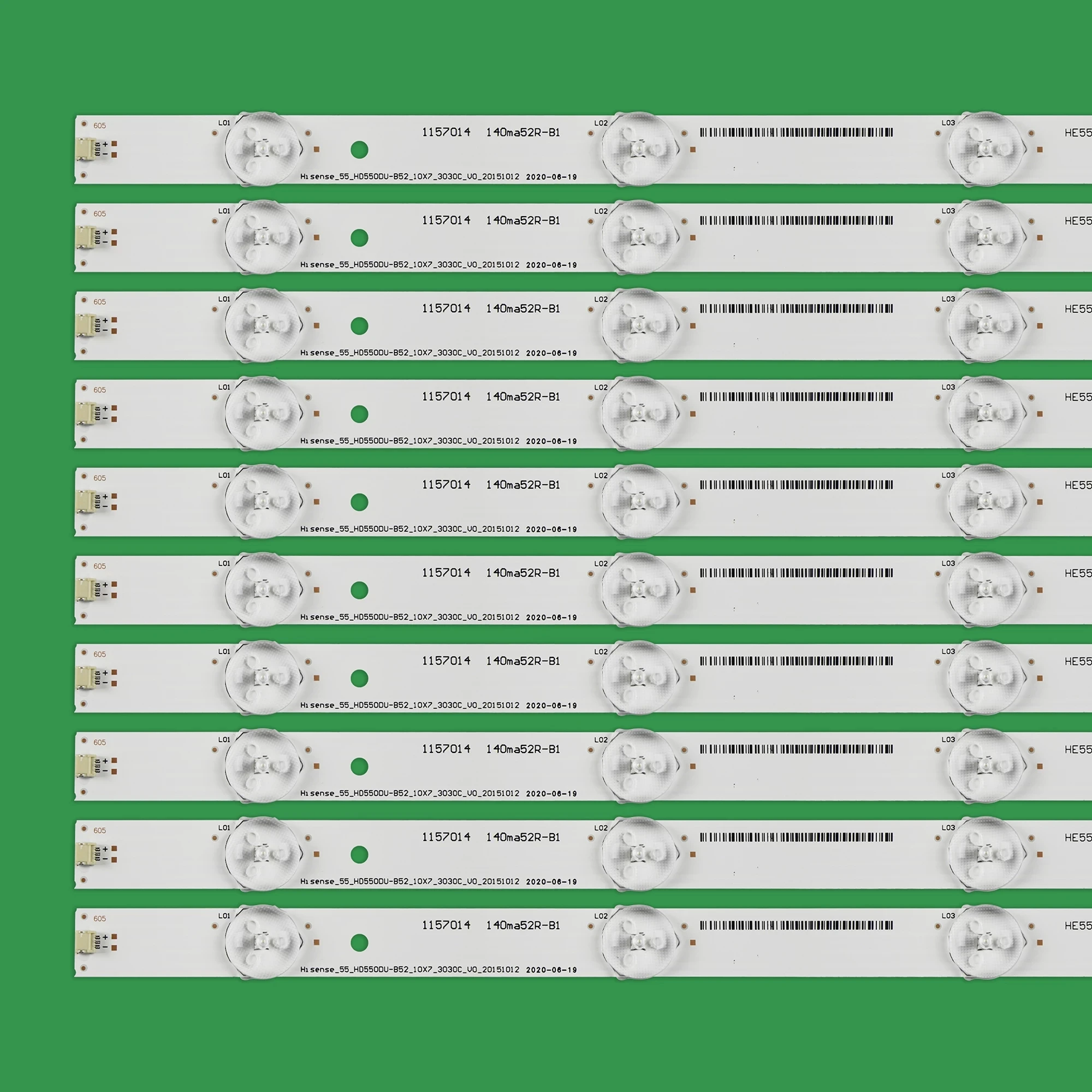 1SET=10PCS LED Backlight Strip 7 Lamps 560mm For Hisense 55_HD550DU-B52_10X7_3030C_V0_20151012 55H8C 55K3300UW H55M3300 H55M3000