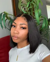 BAISI-peluca Bob brasileña con encaje frontal para mujer, pelucas de cabello humano 4x4 con cierre de encaje, peluca recta, peluca con malla frontal, malla con división Bob