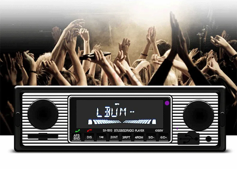 MP3 аудио стерео 4X50 Вт плеер Handsfree Bluetooth Автомобильный MP3 Радио 12 В In-dash 1 Din FM Aux вход приемник с USB и SD 5513