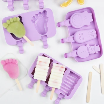 

SILIKOLOVE 2/3line Silicone Ice Cream Mold Popsicle Mold Freezer 3D Cartoon DIY Form For Ice With Cover Free Bonus