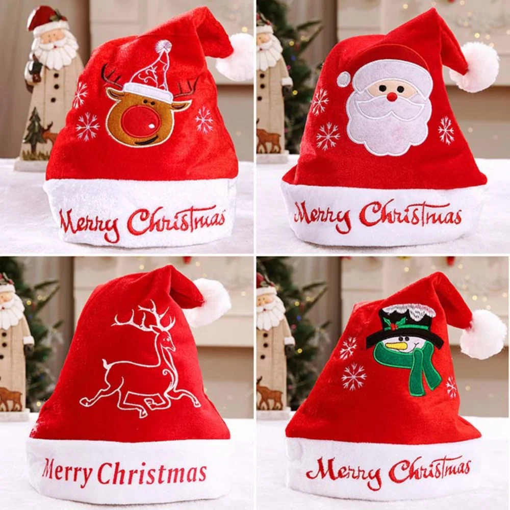 

5pcs New Year Christmas Hat Kid Adult Beanie Sweater Non-woven Christmas Light Hat for Christmas Party Decoration Wholesale