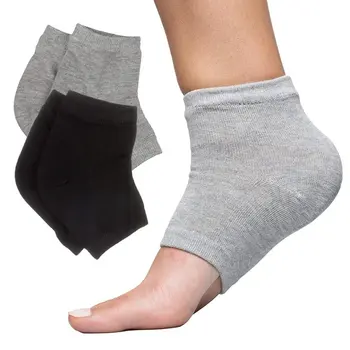 

LJL-Moisturizing Heel Socks with Gel to Heal Dry Cracked Heels (Cotton, Black and Gray)