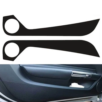 

2 Pcs Car Inner Carbon Fiber Door Kick Pad Protector Trim Film Sticker for Ford Mustang 2015-2019
