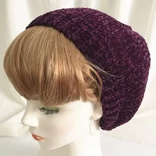 Женский вязаный берет, шапка зима весна теплая шапка художника Элегантная Дамская одноцветная береты французские шапки бини