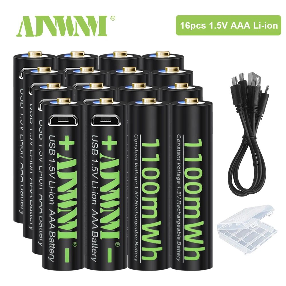 

AJNWNM 1100mWh 1.5V AAA Lithium Rechargeable USB Battery AAA 1.5V Li-ion Battery For Remote control Wireless mouse aaa battery