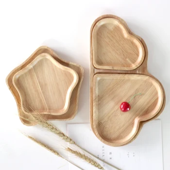 

Japan Style Wooden plate love breakfast plate western bread plate star snack plate oak grid Tray