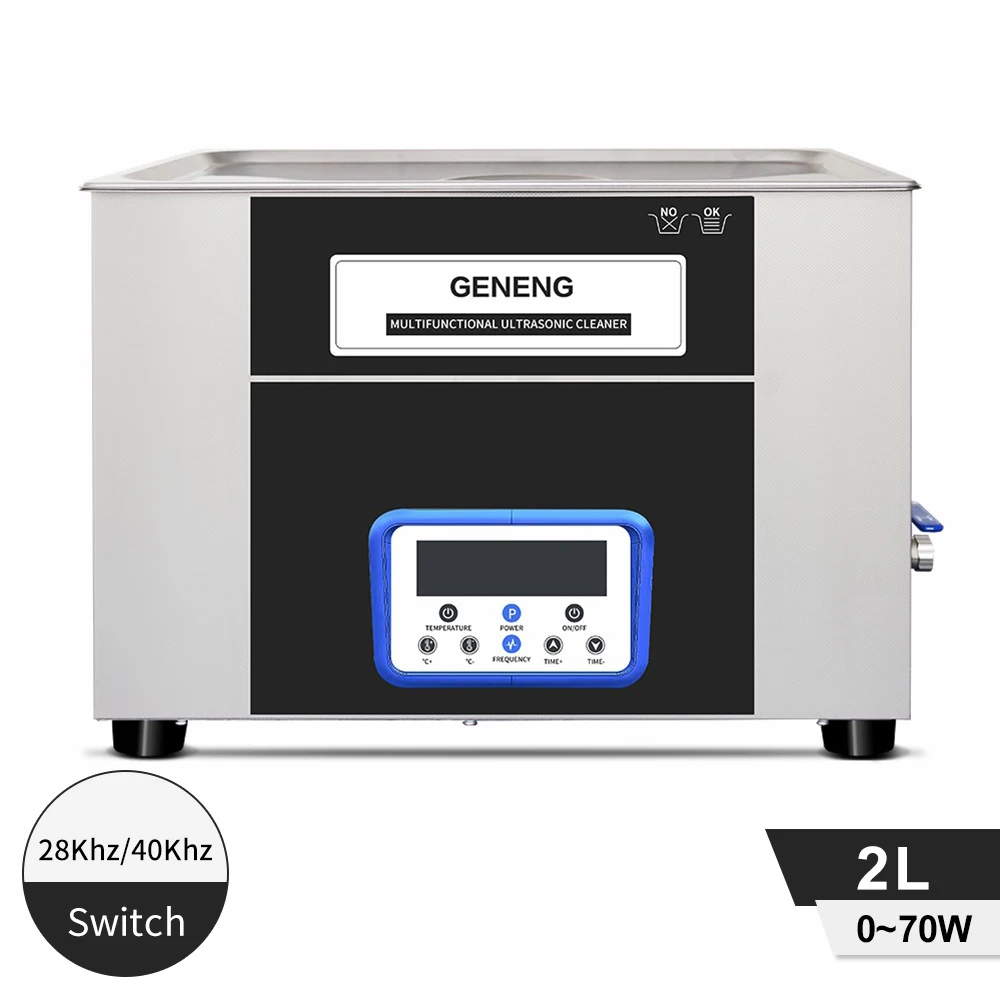 

Ultrasonic Cleaner 2L Time Smart Dual Frequency Heat Adjustable Stainless Steel Jewelry Optical Parts Lens Ultrasonic Bath