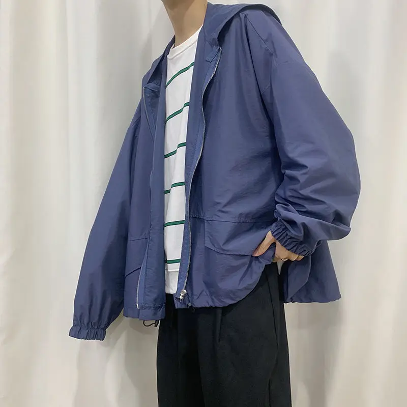 

Hooded Jacket Men's Fashion Solid Color Casual Baseball Uniform Jackets Mens Streetwear Loose Hip-hop Bomber Jacket Men M-5XL