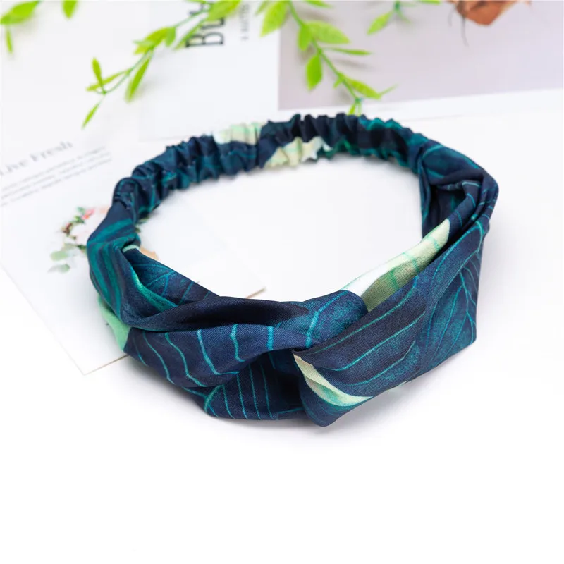 Ha18dfef811a741c5baee569fe308f8d0p Fashion Cross Knot Headbands Flower Print Elastic Hair Bands Ties Scarf Ribbon Headwear Women Hair Accessories Head Wrap Mallzona