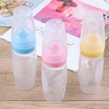 

Newborn Baby Feeding Bottle Silicone Soft Spoon with Cover Food Supplyment for Toddler Kids Children Flatware Rice Cereal Bottle