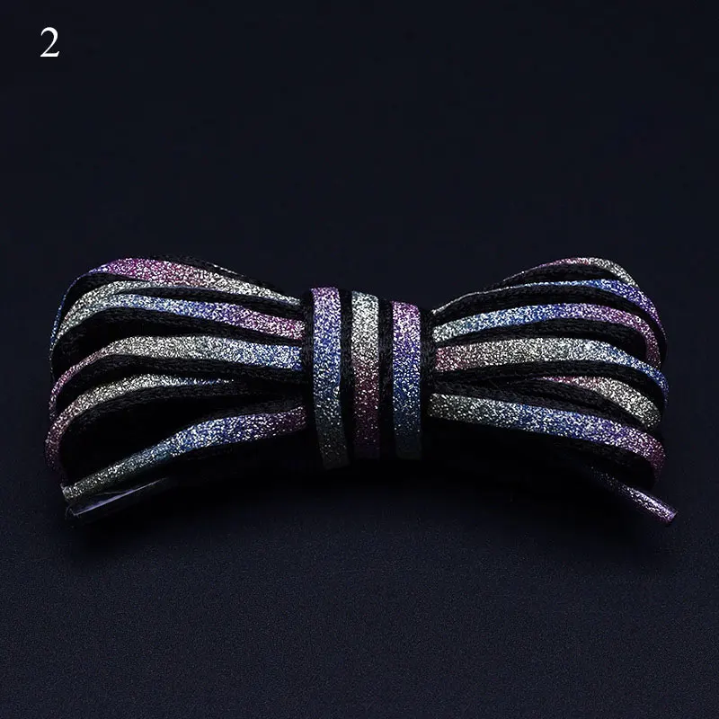 1 Pair Reflective Shoelaces Laser Sequin Shoelaces For Sneakers Unisex Running Shoes Lace Adult Children Shoes Accessories